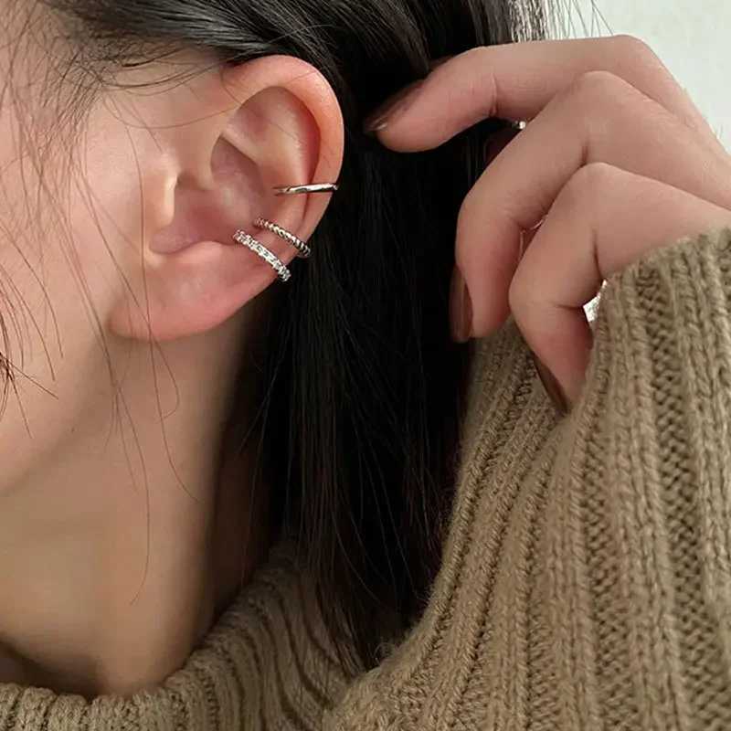 Серьги-клипсы LATS для женщин, унисекс, минималистичный модный комплект серег-кольца для хряща, манжеты для ушей, искусственный зажим для пирсинга, ювелирные изделия для ушей Бижутерия