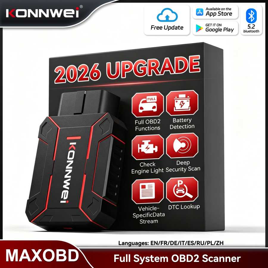 Диагностический сканер KONNWEI MAXOBD Full System OBD2 с Bluetooth 5.2, инструмент для диагностики автомобилей OBDII, 41+ специализированных потока данных для iOS и Android. Инструмент для ремонта автомобилей