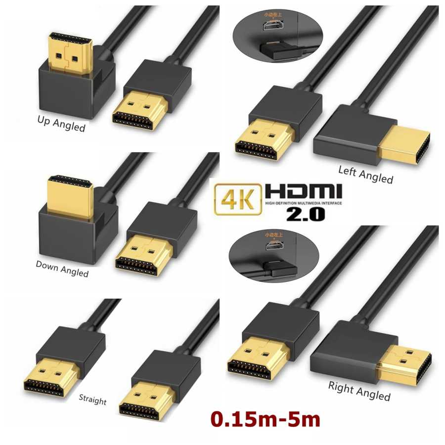 Угол 90/270 градусов HDMI-кабель 4K/60 Гц HDMI-совместимый кабель 2.0 Видео-аудио HDMI-кабель 0,15 м 1 м 3 м 5 м для RTX 3080 PS4 Xbox Аксессуары и запчасти