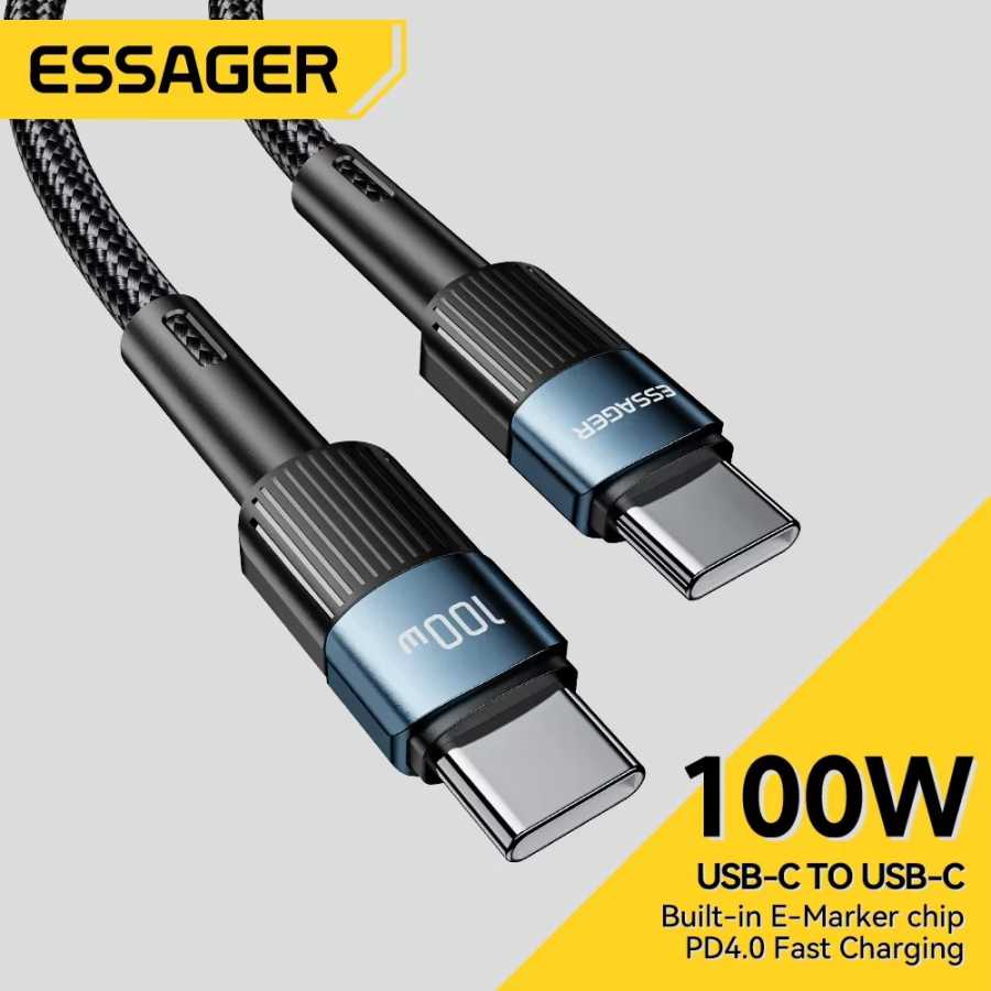 Essager 100 Вт USB Type C к USB C Кабель USB-C PD Быстрая зарядка Зарядное устройство Провод Шнур для Macbook Samsung Xiaomi Type-C USBC Кабель 3M Аксессуары для мобильных телефонов