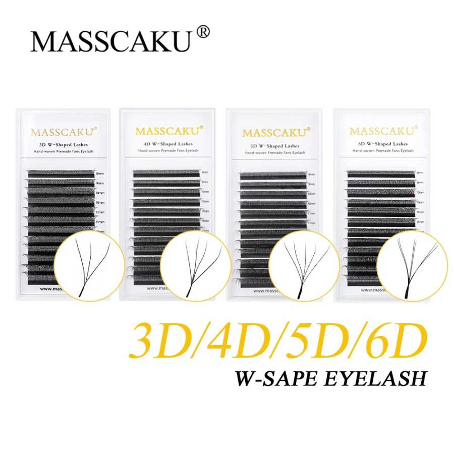 MASSCAKU 3D 6D 8D W Shape Lashes Глобальная оптовая продажа кластеров для ресниц Easy Fan Volume Wispy Fake Lash Премиум Dense Cilia Поставщик Косметика