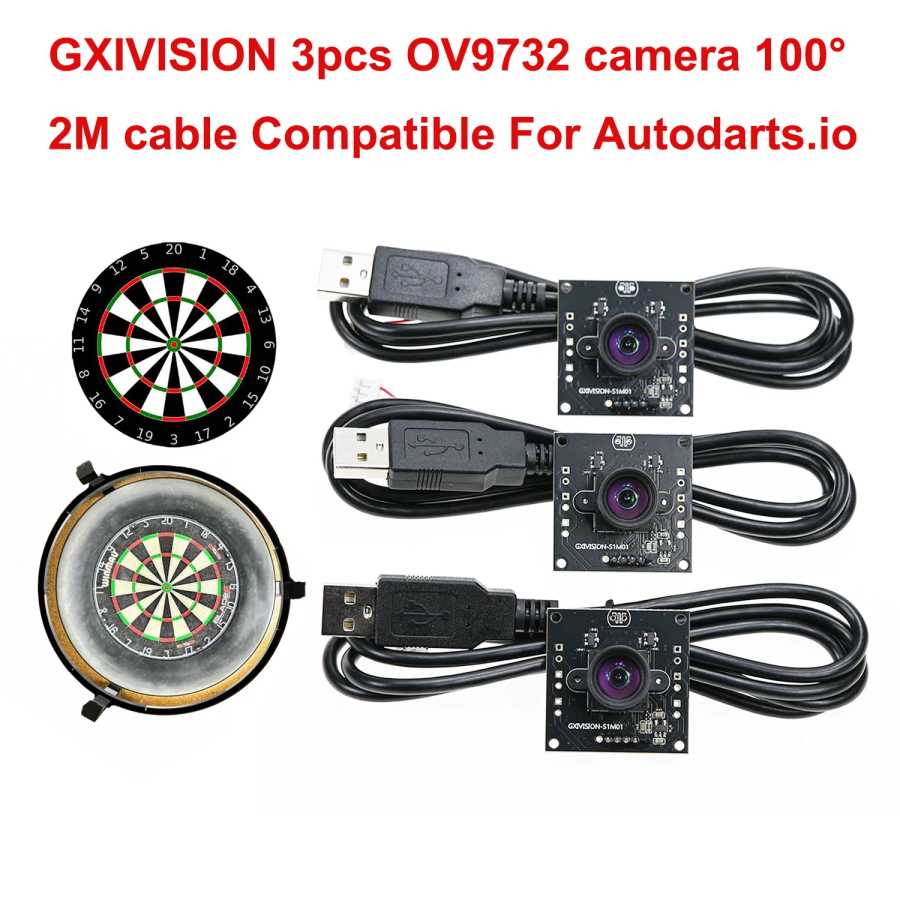 Модуль USB-камеры GXIVISION OV9732 30FPS с кабелем 2 м, углом обзора 100 градусов, совместимый с OV2735/IMX179/OV2710, 3 шт., для системы подсчета очков Autodarts.io Видеонаблюдение