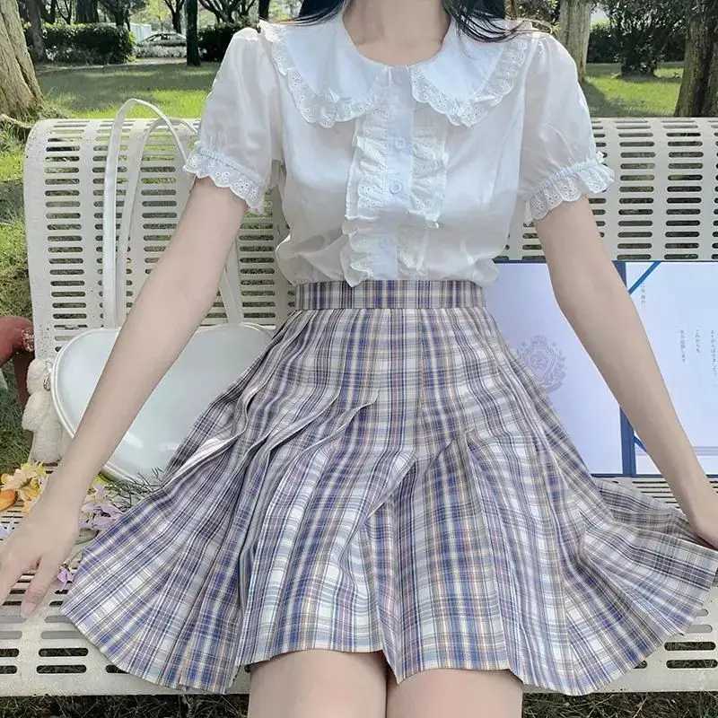 Фотография №1 товара Deeptown Kawaii Лолита блузки белые женские милые кружевные топы рубашки