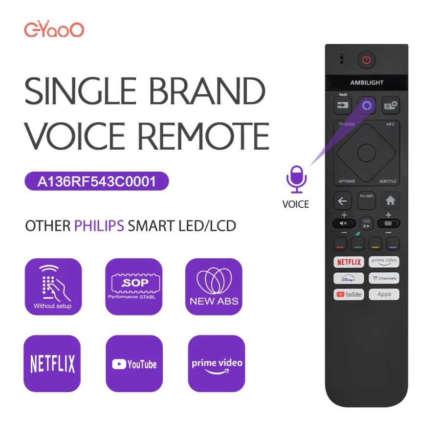 Пульт дистанционного управления Ambilight Voice TV для Philips, совместимый с 43PUS7009/12 43PUS7609/12 398GR10BEPHNE000SY 398GR10BEPHNE000CR Аксессуары и запчасти