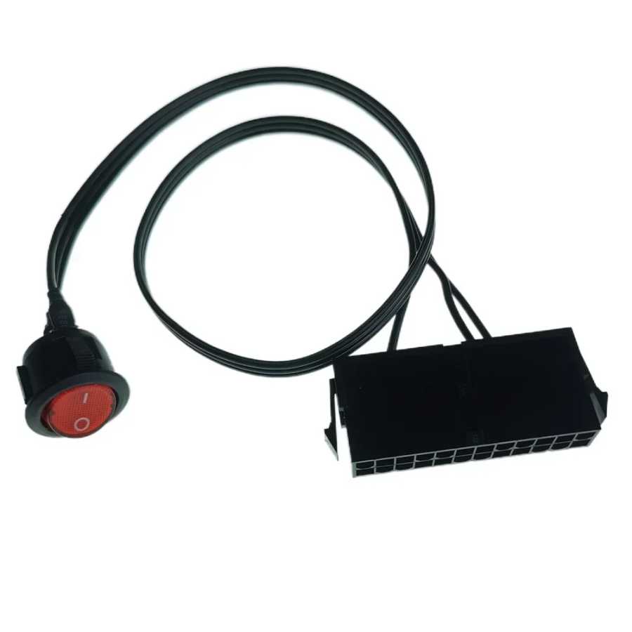 Сервер ПК ATX PSU 24-контактная розетка, кнопка переключения стартера, кабель питания 18AWG, самоблокирующаяся форма лодки, 50 см, красный индикатор Компьютерная периферия