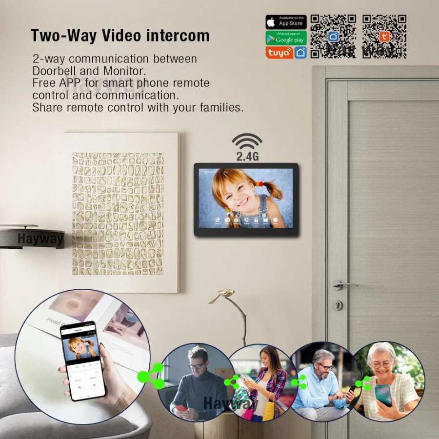 Фотография №2 товара Hayway 10 Tuya WiFI Smart 1080P Система видеодомофона с мобильным