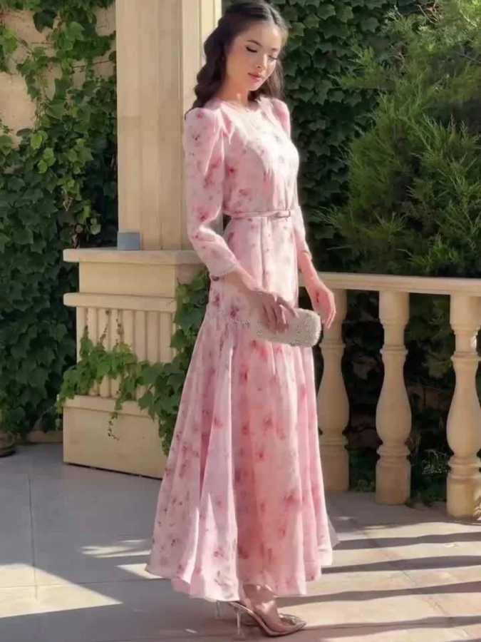 Фотография №1 товара Ид женское платье Абая с принтом сладкий Дубай Vestidos Largos