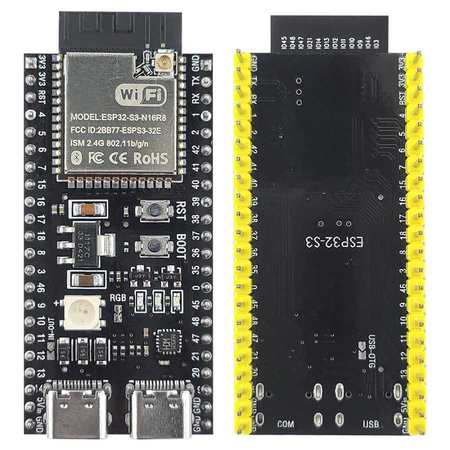 НОВАЯ плата разработки ESP32-S3 с модулем Wi-Fi 2.4G и Bluetooth для AI, IoT, DIY, ESP32-S3WROOM1 N16R8 MCU, 44-контактный Type-C, 8M PSRAM Активные компоненты