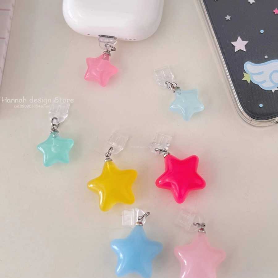 Y2k Korea Cute Candy Color Star для телефона с защитой от пыли, заглушка порта зарядки для iPhone Type C, защита от пыли, аксессуары Украшения для мобильных телефонов