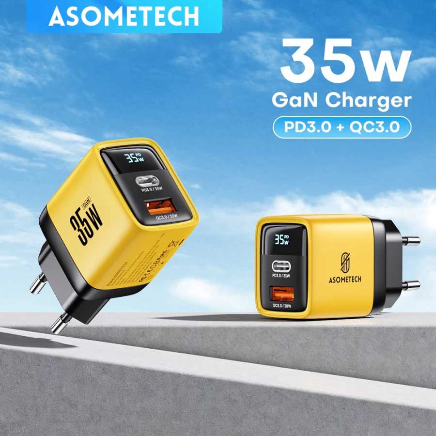 USB C Зарядное устройство 35W Gan Fast Charge Charger с поддержкой Type C PD3.0 QC4.0 PPS - идеально для зарядки iPhone 14 Pro, 13, 12, а также Samsung S23, S22 и планшетов Аксессуары для мобильных телефонов