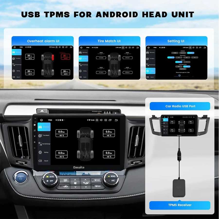Фотография №3 товара USB Android TPMS внешний датчик запасного колеса, бесплатное давление в