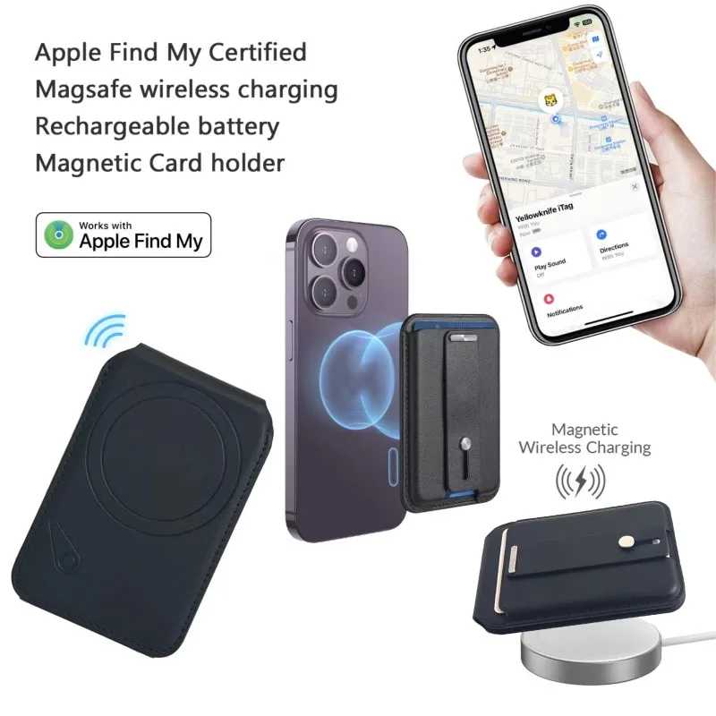 Кошелек для телефона Magsafe с магнитным держателем Full Find My Function для iPhone 17, прочность магнита кошелька с регулируемой подставкой Чехлы и чехлы для мобильных телефонов