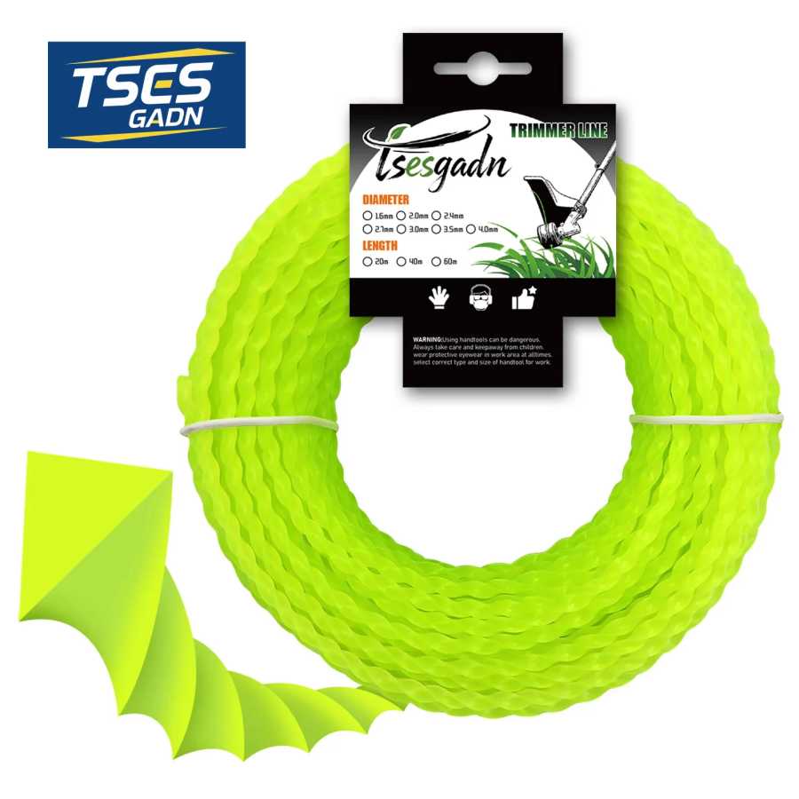 Новая леска для триммера TSES Triangle Trimmer Line, витая, долговечная, 20 м * 2,0-3,5 мм, сверхпрочная нейлоновая леска для кустореза Садовые инструменты