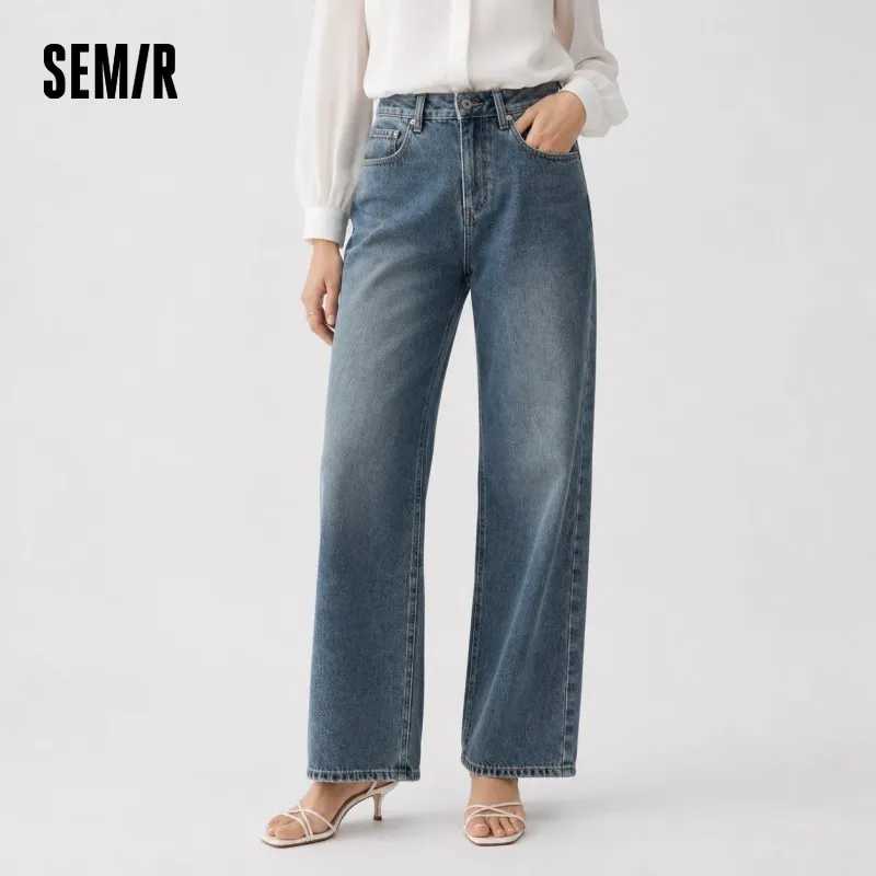 Джинсы Semir, женские длинные брюки из чистого хлопка, осень 2024, новые широкие брюки телесного цвета Джинсы（Новые）