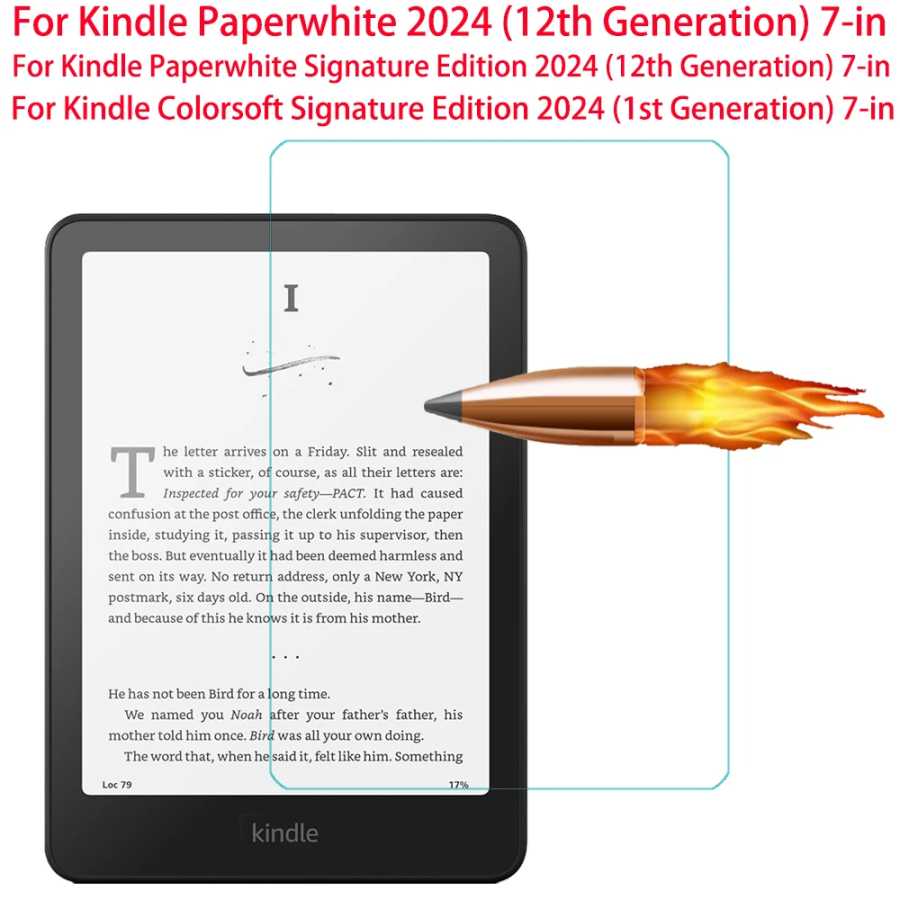 Защитная пленка для экрана Kindle Paperwhite 2024 (12-го поколения) 7 дюймов, для Kindle Colorsoft Signature Edition 7 дюймов, закаленное стекло Аксессуары и запчасти для планшетов