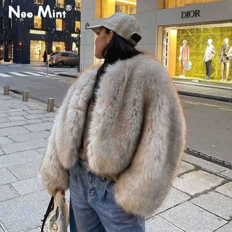 Iconic Street Fashion Week Элитный бренд Gardient Укороченное пальто из искусственного меха Женская зима 2024 Горячая крутая пушистая короткая меховая куртка для девочек Одежда из меха