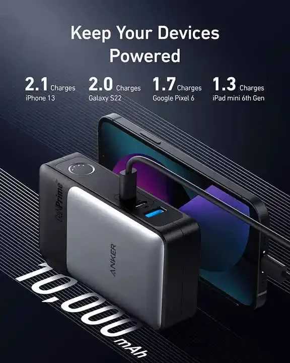 TLF Anker 733 GaNPrime Power Bank 10000 мАч PowerCore 65 Вт Гибридное зарядное устройство 2-в-1 Портативное зарядное устройство USB-C 30 Вт с настенным зарядным устройством 65 Вт Пищевая машина и вспомогательное оборудование