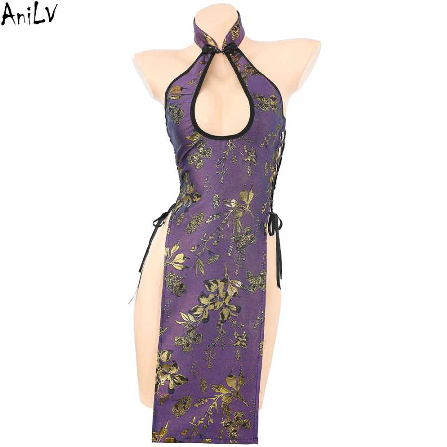 AniLV аниме Gilr китайская униформа Hanfu Chiqao женское позолоченное платье Cheongsam наряды косплей костюм Костюмы для косплея