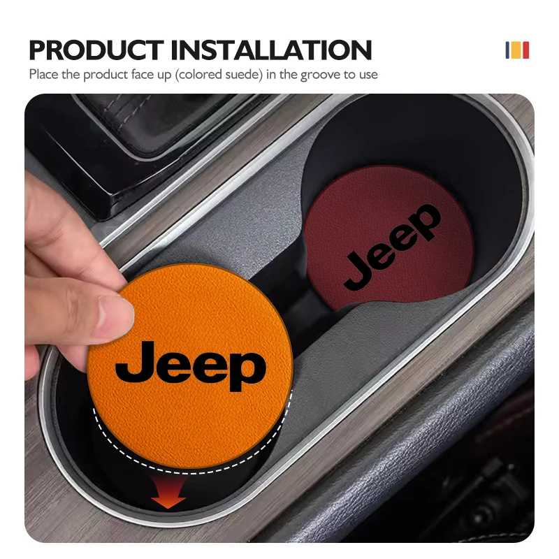 Фотография №2 товара Для Jeep 2 шт., подставка с логотипом автомобиля, замшевые противоскользящие