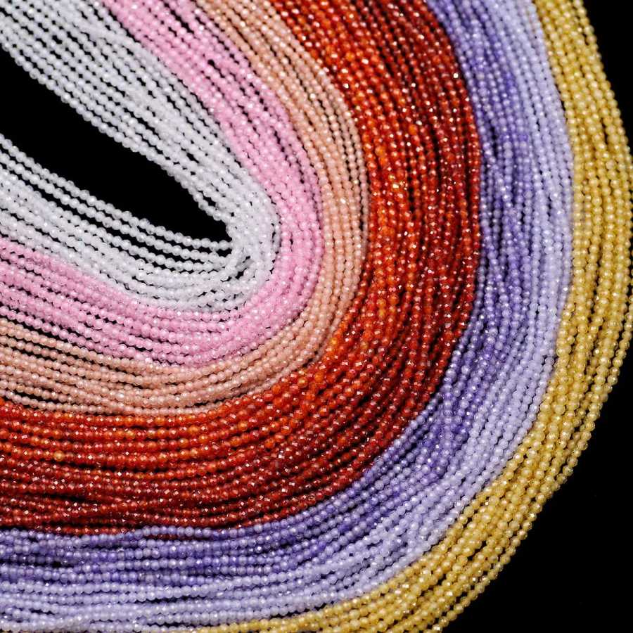 Фотография №4 товара 1 нить 2 мм DIY натуральный камень циркон граненые круглые