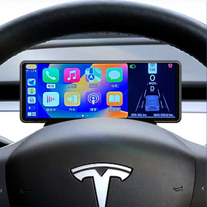 YJANG 2025 НОВЫЙ 6,86-дюймовый проекционный дисплей для Tesla HUD для модели 3 2017-2023 Y 2019-2024 Быстрая установка Carplay Android AUTO Новая Энергия транспортного средства Детали и аксессуары