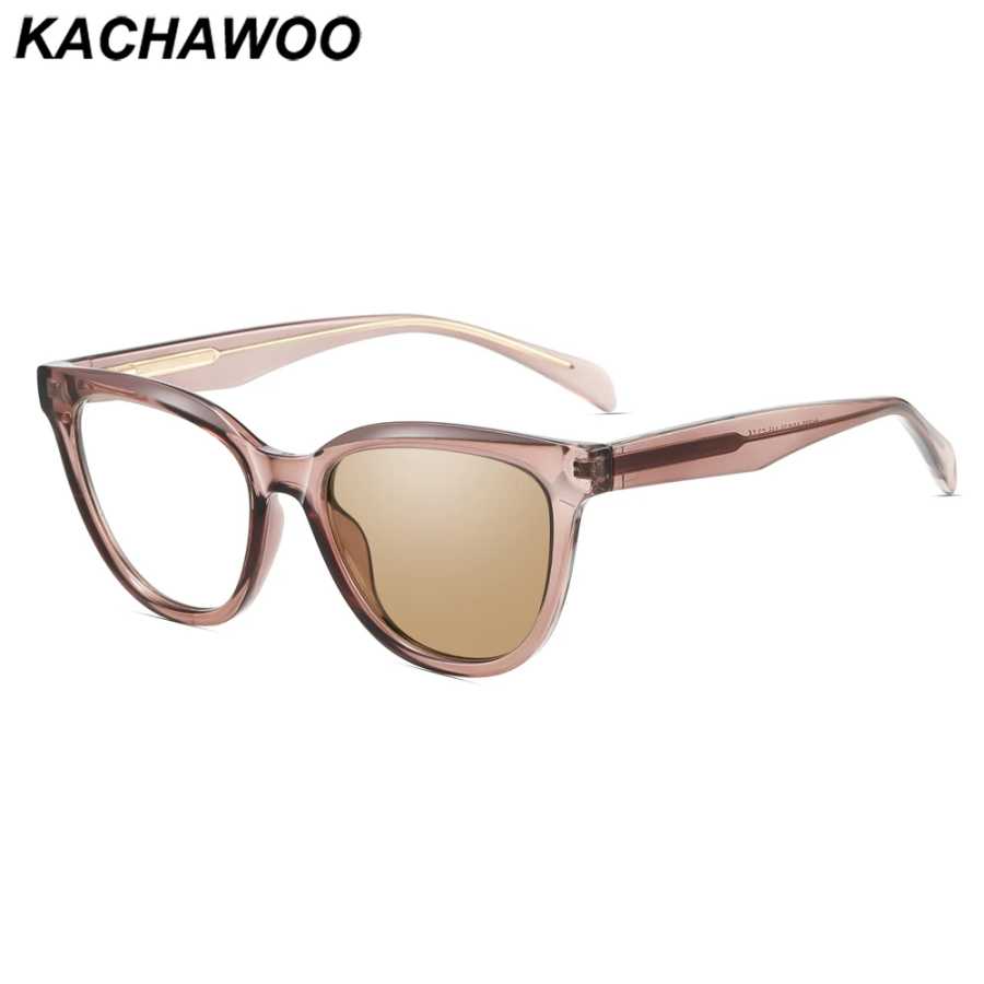 Фотохромные очки Kachawoo Cat Eye, блокирующие синий свет, женские модные солнцезащитные очки TR90, меняющие цвет, женские уличные очки коричневого и серого цвета Очки и аксессуары