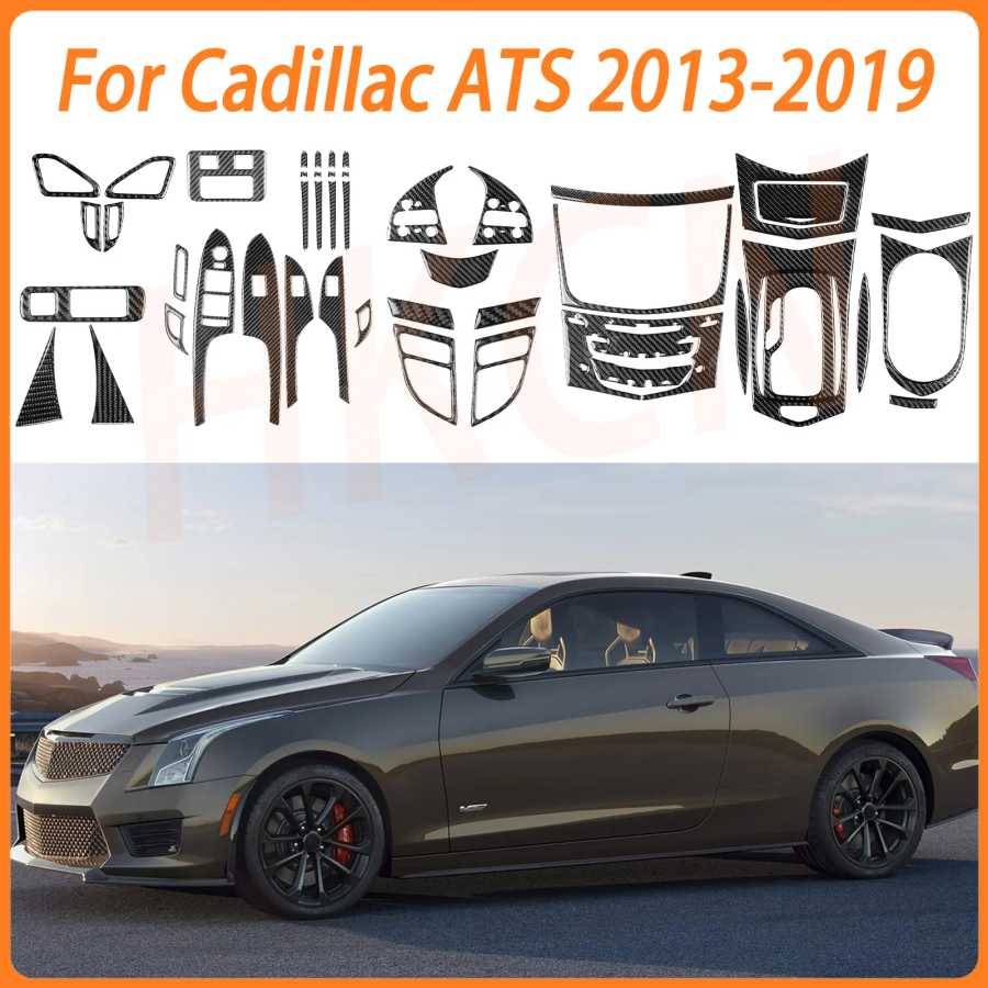 Для Cadillac ATS 2013-2019 аксессуары для салона автомобиля, чехол на руль, держатель для чашки, панель переключения передач, наклейка из углеродного волокна Аксессуары для салона
