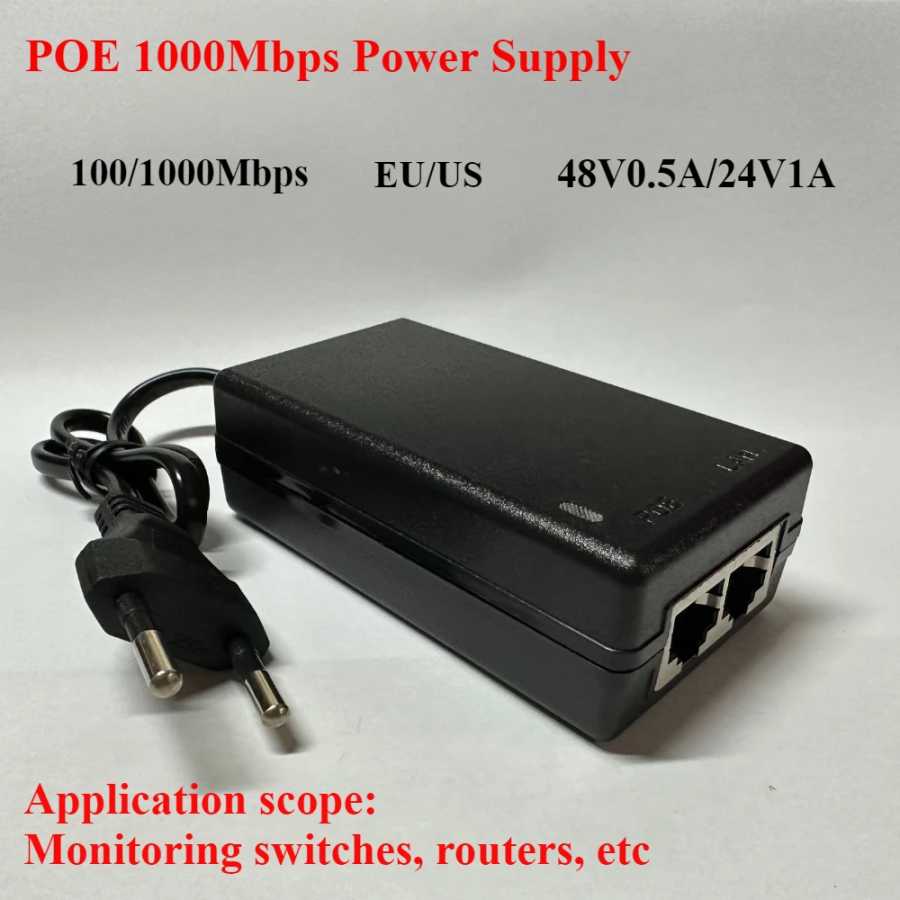 48 В/12 В POE-инжектор Ethernet CCTV Адаптер питания 0,5 А/2 А 24 Вт POE для IP-камеры IP-телефонов POE-переключатель Источник питания Опция ЕС/США Доступ к автоматизации здания