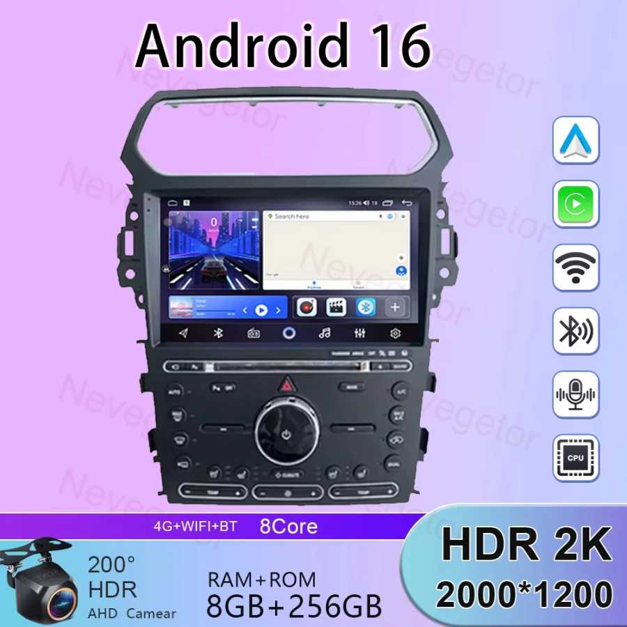Для Ford Explorer 5 2011-2019 Android 15 Автомобильный радиоприемник Carplay Навигация GPS Мультимедийный плеер WiFi + 4G Стерео Авто головное устройство QLED Автоэлектроника