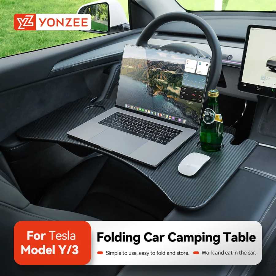 Портативный столик-подставка YZ для ноутбука на руль для Tesla Model 3, Model Y, Model X, Model S 2018-2026 &ndash; аксессуар для автомобиля, для путешествий и работы 