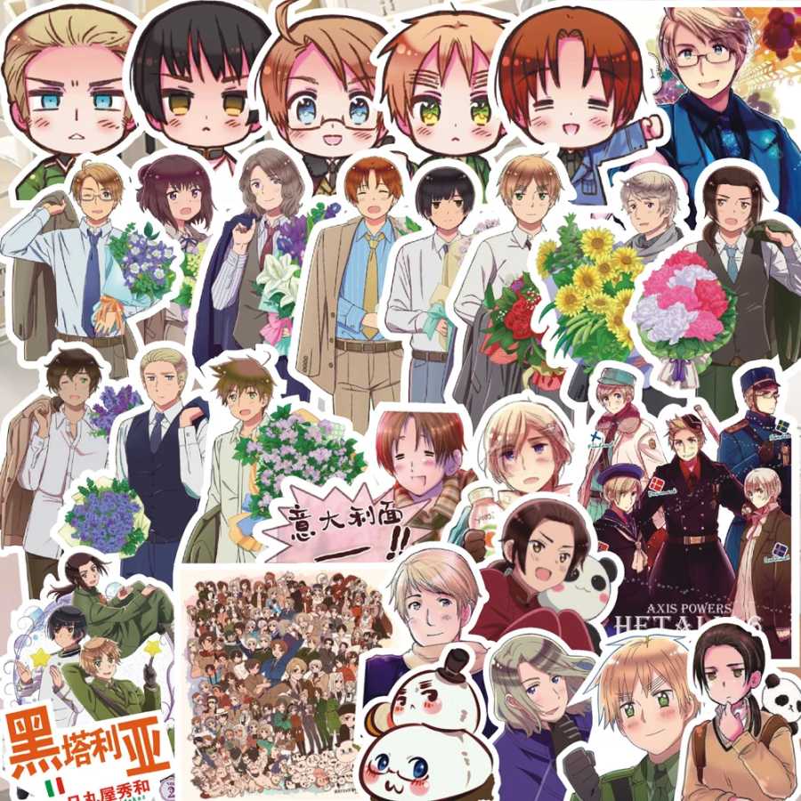 65 шт., Hetalia, APH аниме, искусственное украшение для справочного пособия, фотоальбом, скейтборд, водонепроницаемые граффити-наклейки Канцелярские стикеры и наклейки