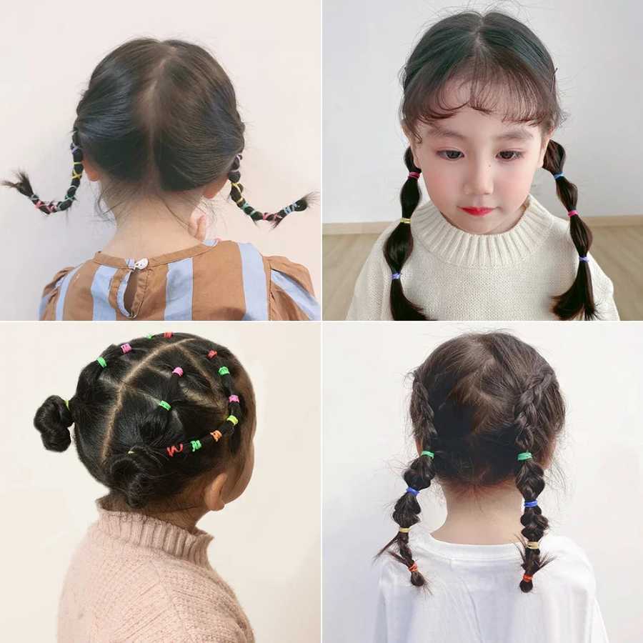 Фотография №2 товара 500/1000 красочные одноразовые резинки для маленьких девочек, повязка на голову,