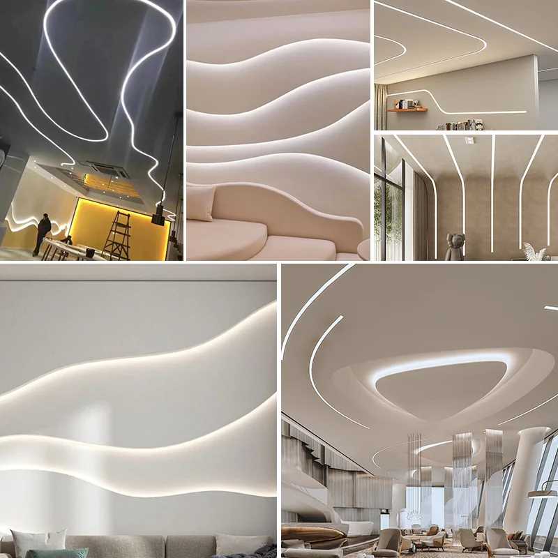Фотография №5 товара Гибкий силиконовый LED-профиль с рассеивателем для встраиваемого монтажа светодиодных лент,