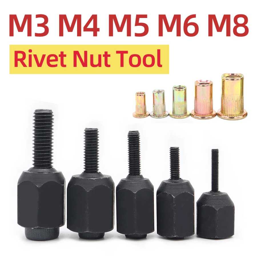 Заклепочная гайка M3 M4 M5 M6 M8, Тонкая Железная, ручная электрическая Клепка, плоская головка, резьбовой зажим, инструмент, аксессуар, простая установка Заклепочные пистолеты