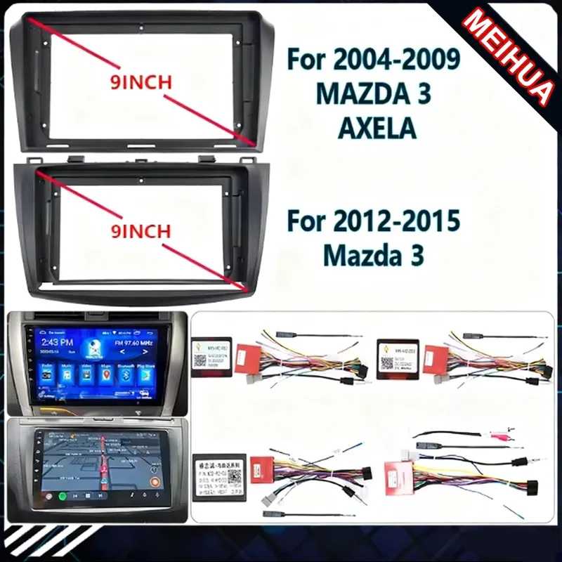 Для 2004-2015 Mazda 3 AXELA 9 дюймов автомобильный радиоприемник Android стерео аудио экран мультимедийный видеоплеер навигационные кабели жгут рамка Детали интерьера