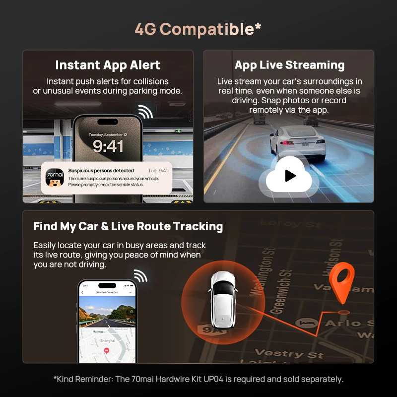 Фотография №1 товара Видеорегистратор 70mai Dash Cam 4K A810S HDR с суперконденсатором, 4G