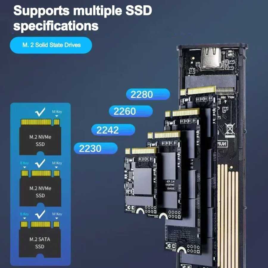 Фотография №2 товара Внешний корпус твердотельного накопителя NVME M.2 2230/2242/2260/2280 SSD M.2 к