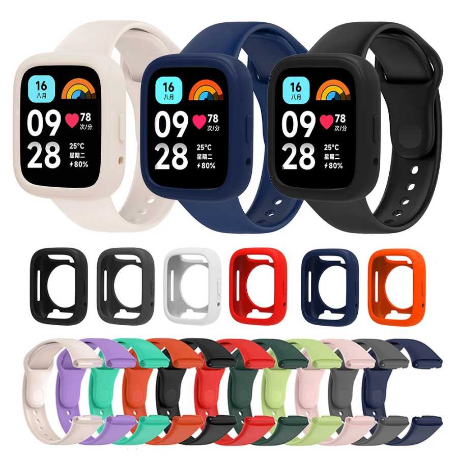 Силиконовый ремешок для Redmi Watch 3 Active/Lite Smart Watch Band + защитный чехол Аксессуары для часов