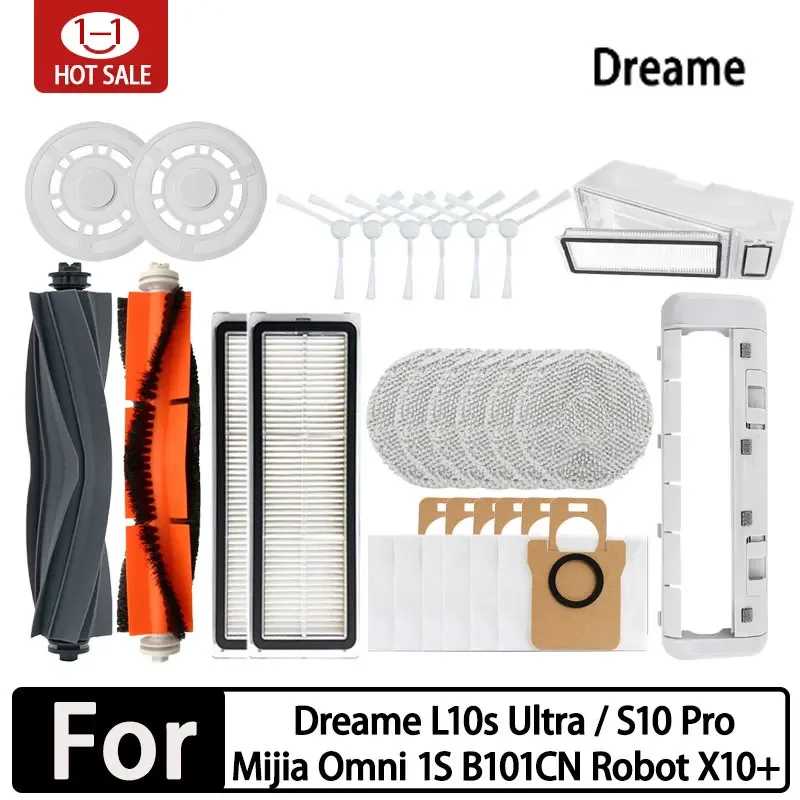 Для робота-пылесоса Dreame L10s Ultra/L10S Pro, аксессуары, вакуумные мешки, фильтр для швабры, щетка для чистки пылесоса Запчасти для бытовой техники