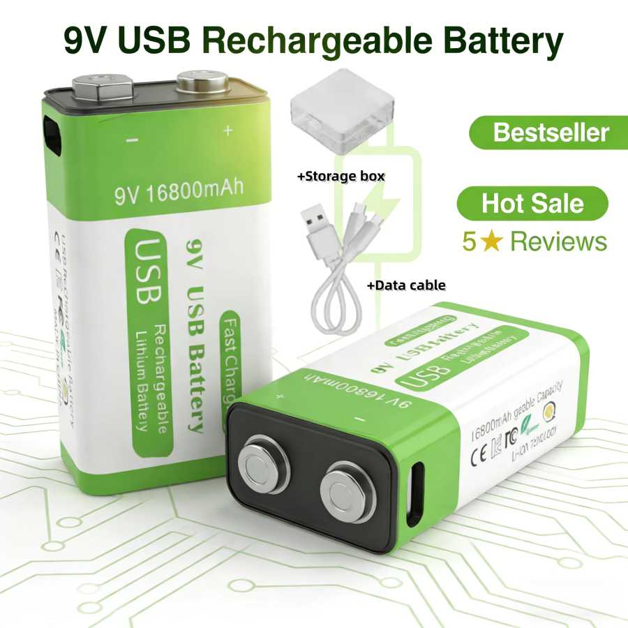 Новый перезаряжаемый литий-ионный аккумулятор 9В 16800мАч с Micro USB, сверхвысокая емкость для мультиметра, микрофона, игрушек, пульта дистанционного управления Аксессуары и запчасти