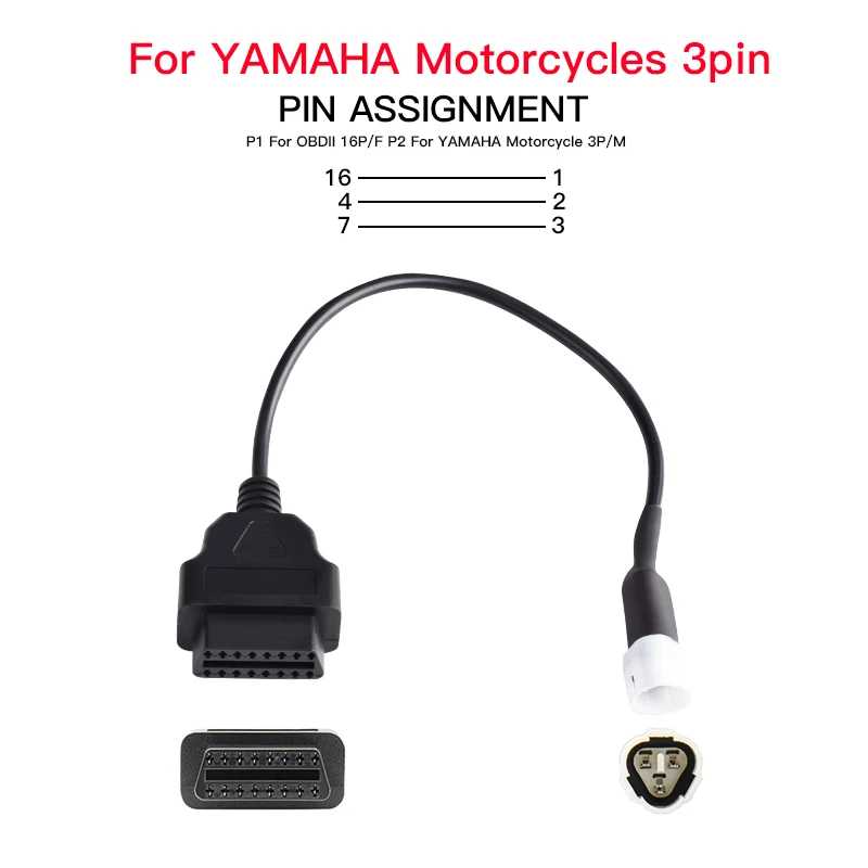 Фотография №3 товара Диагностический кабель OBDII Для Yamaha 3/4 /6 Pin к OBD2