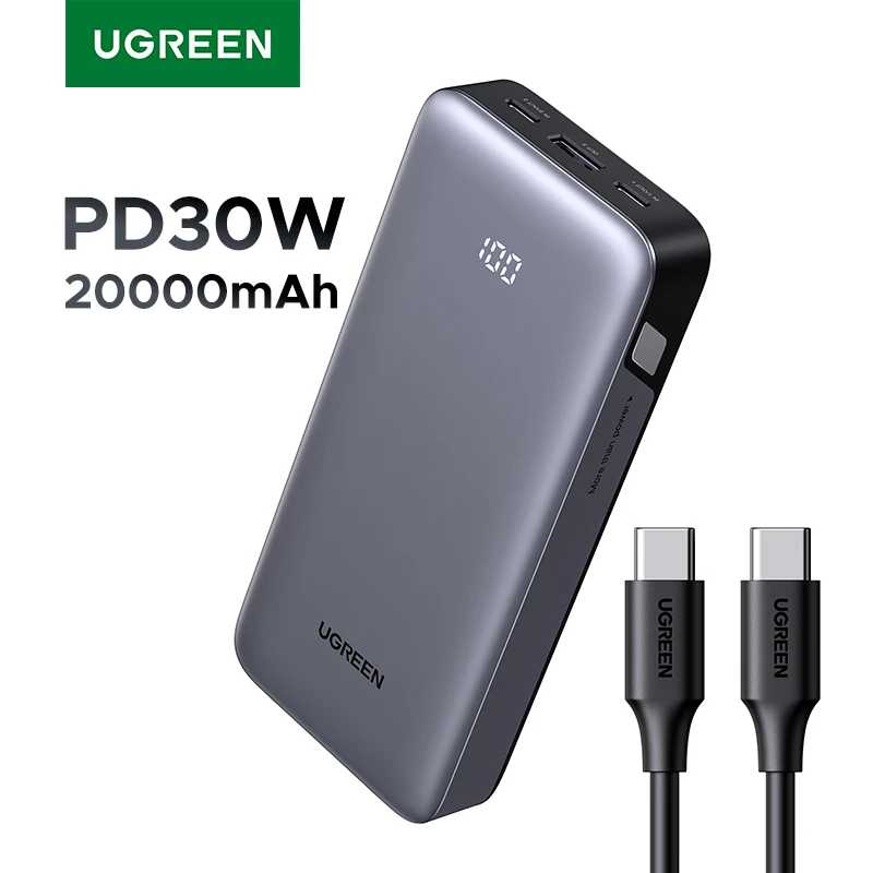 UGREEN PD 30W Power Bank: Быстрое зарядное устройство 20000 мАч, портативный внешний аккумулятор для iPhone 17, 16 Pro Max, Xiaomi Аксессуары для мобильных телефонов