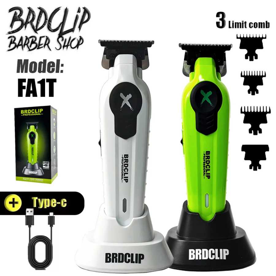 Новая профессиональная машинка для стрижки волос BRDCLIP FA1T 2026 года, зеленая, для парикмахеров, для создания градиентных причесок, электрическая, с зарядной станцией Техника для красоты