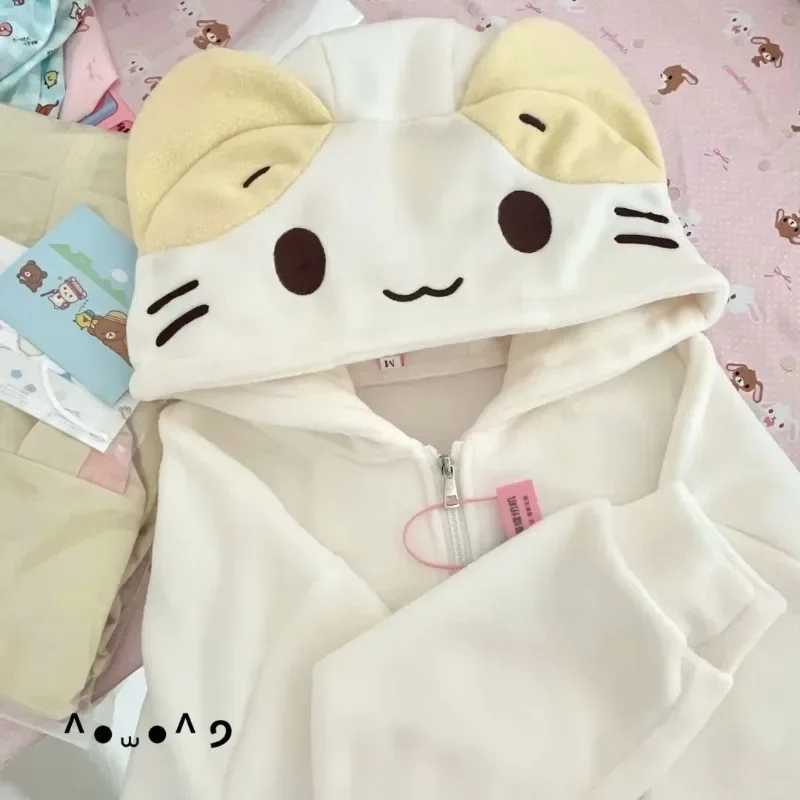 Kawaii стиль Лолита женские флисовые толстовки Cutecore Oversize японский мягкий свитшот на молнии для девочек повседневный кардиган с героями мультфильмов куртка Толстовки и свитшоты