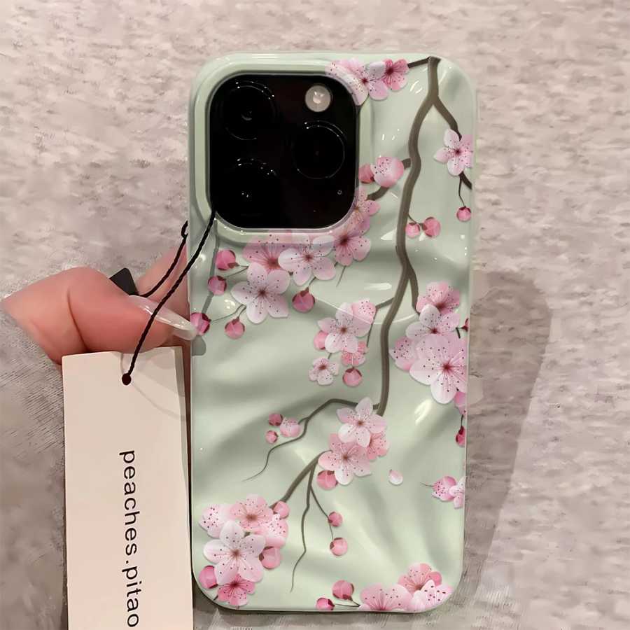 Чехол для телефона с цветком сливы на ветвях для iPhone 17, 15, 13, 14, 12, 16, 11 Pro ProMax Plus 17Air, роскошный мягкий противоударный чехол Чехлы и чехлы для мобильных телефонов