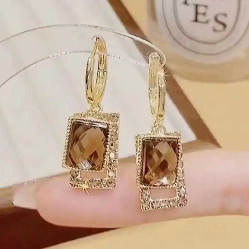 925 серебряные игольчатые корейские модные циркониевые Висячие серьги для женщин ювелирные изделия 2024 трендовые новые роскошные Винтажные серьги золотого цвета Индивидуальные украшения
