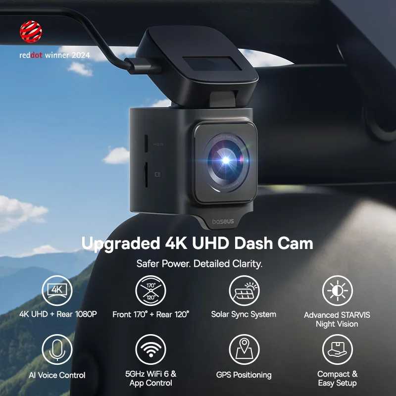 Фотография №1 товара Видеорегистратор Baseus 4K VD1 Pro Передняя и задняя автомобильная камера