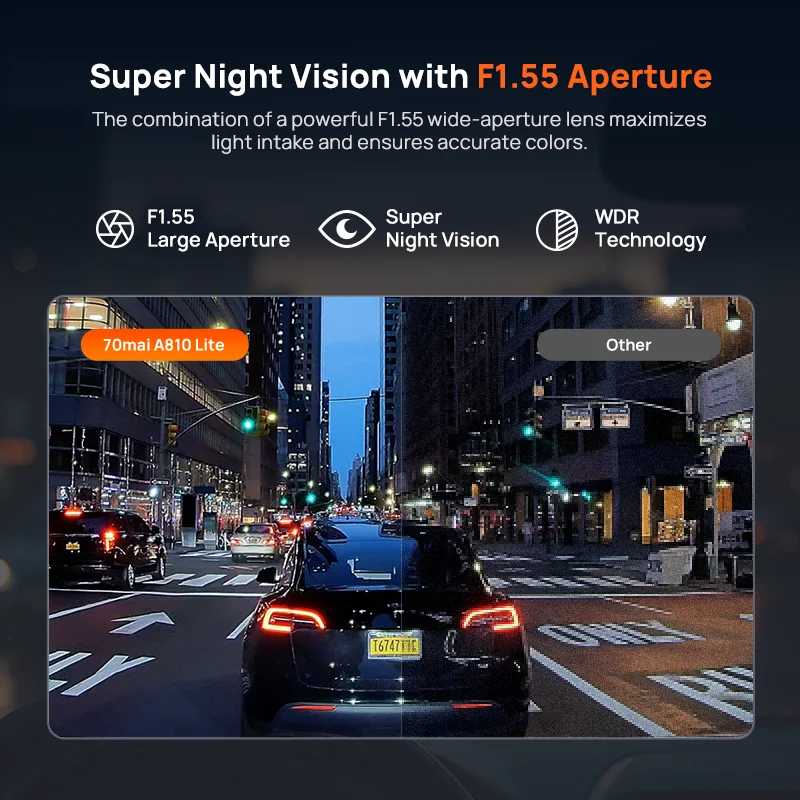 Фотография №3 товара Видеорегистратор 70mai A810 Lite 4K HDR + 1080P, с суперконденсатором,