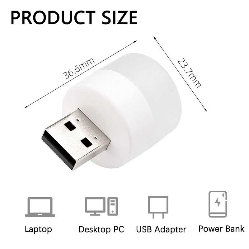 Фотография №5 товара USB-штепсельная лампа, ночная лампа, применим для компьютера, мобильного телефона, маленькая