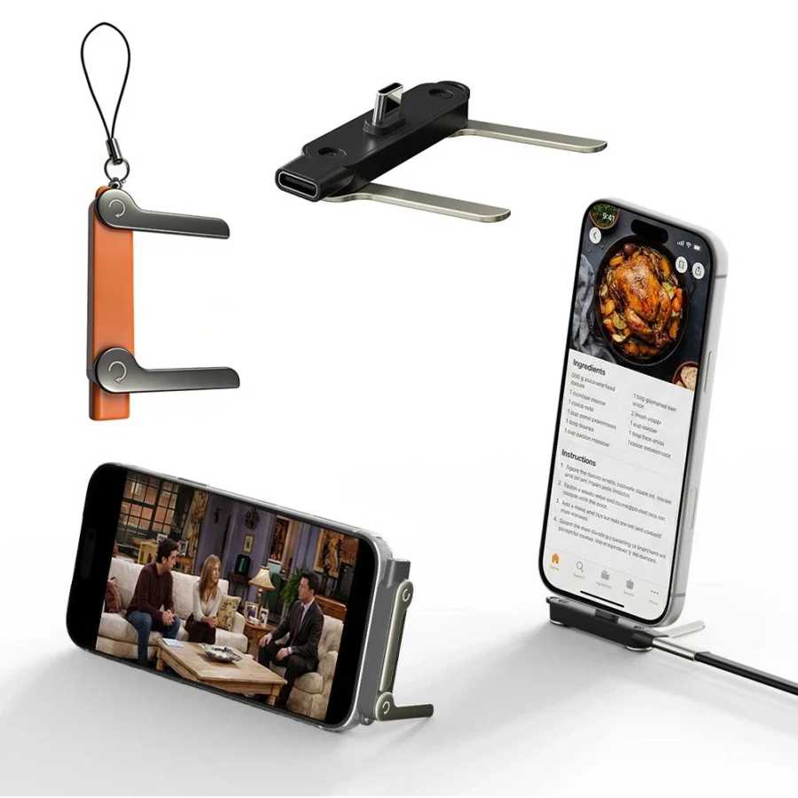 Фотография №1 товара USB Type-C плоский зарядный кабель с подставкой-держателем и скрытой подставкой